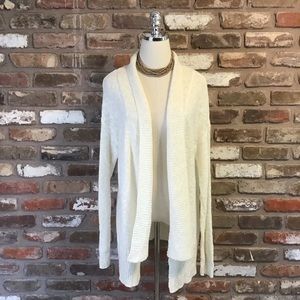 MUDD Women’s Cream Shawl Collar Open Front Lightweight Cardigan Sweater L